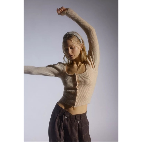 NWT UO Ashley Puff-Sleeve Cardigan - Picture 1 of 5